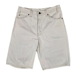 Vintage Levi's 550 (Mens 32) Relaxed Fit Orange Tab Denim Shorts Off‎ White USA